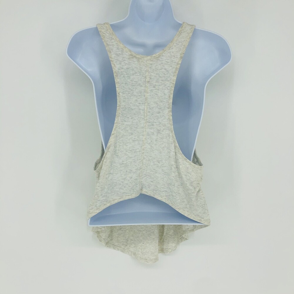 Athleta Gray Thermal Open Back Tank Top Womens Size Small Cropped Back Racerback - Picture 4 of 8
